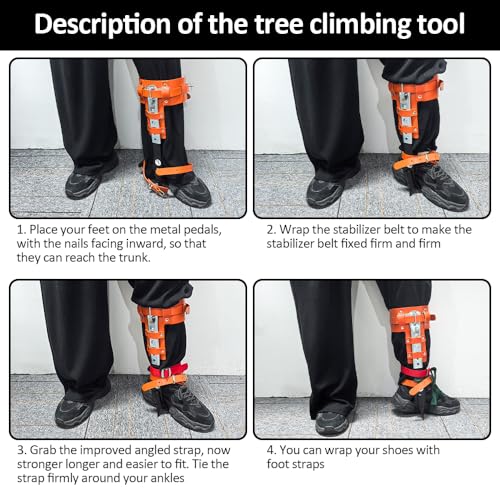 Auckyeer Tree Climbing Gear, Tree Climbing Spikes, with Adjustable Climbing Straps, Tree Climbing Spikes for Tree Work