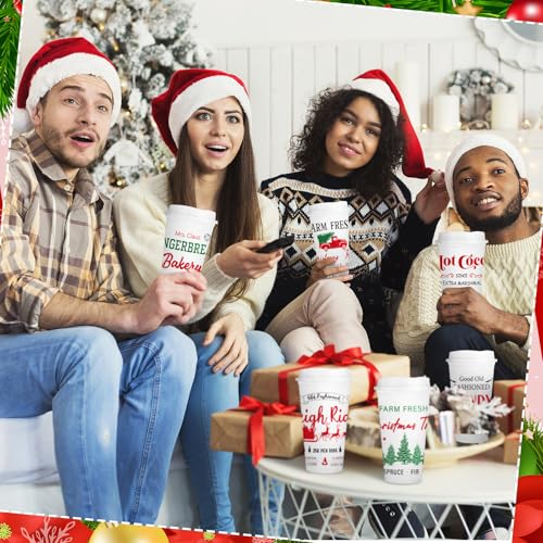 Tioncy Hot Chocolate Bar Supplies Christmas Reusable Coffee Cups Gift 16 oz with Lids Plastic Cups Travel Coffee Mug Thank...