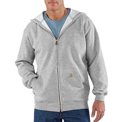 Carhartt Men's Loose Fit Midweight Full-Zip Sweatshirt, Heather Grey, 3X-Large