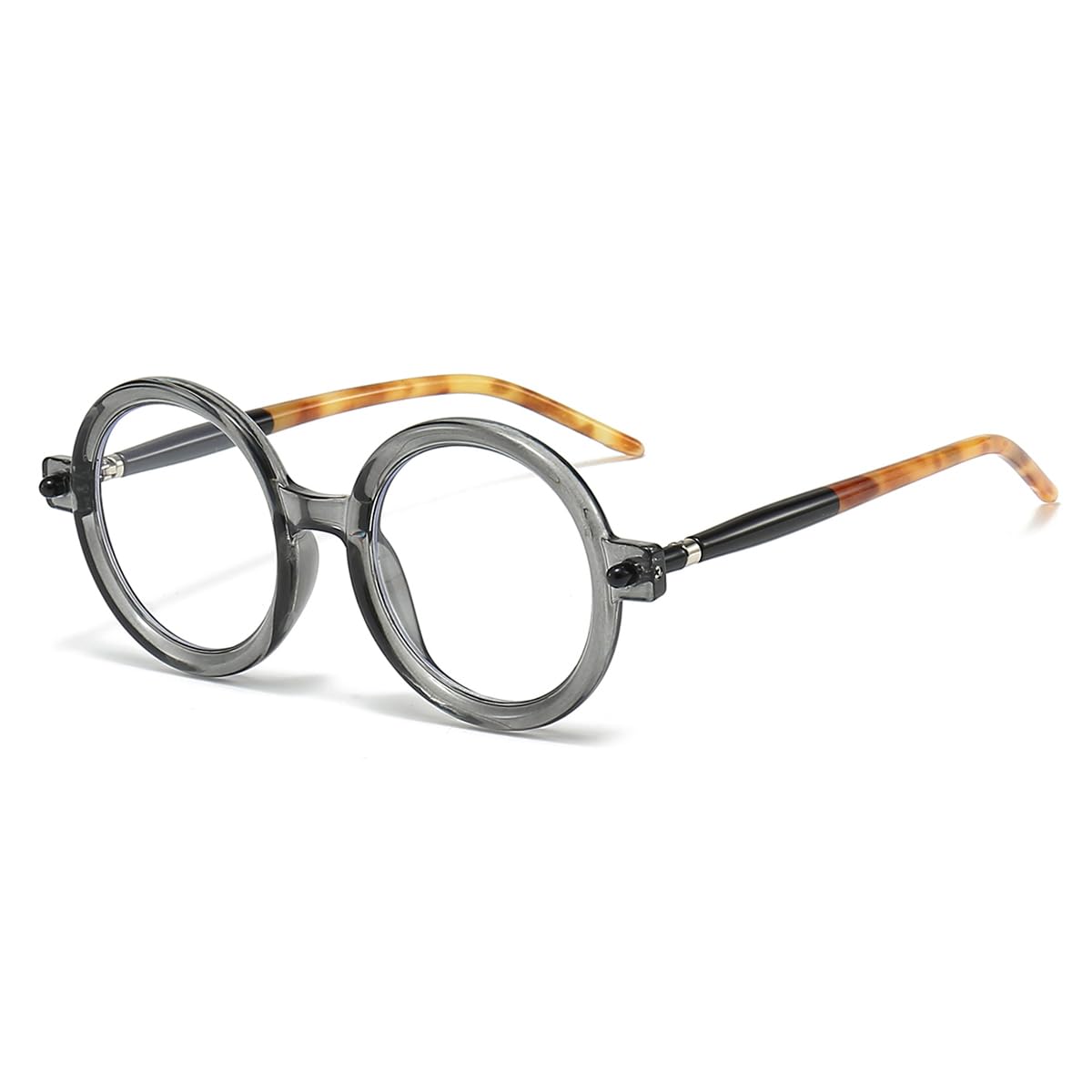 Gleyemor Retro Round Blue Light Glasses for Men Women 90s Vintage Costume Cosplay Glasses (Translucent Grey)