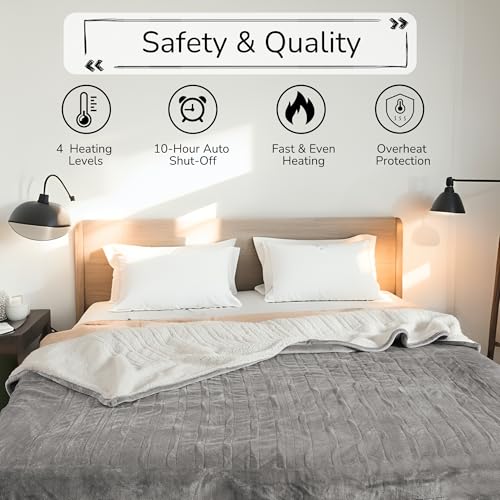 RALYSUN Electric Heated Blanket 72"x84" Full Size - Dual-Sided with Microplush & Sherpa Fabric, 4 Heat Settings & 10 Hours...