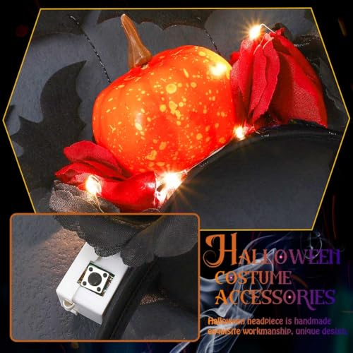 CAKURE Light Up Halloween Headband Led Rose Flower Headbands Hair Accessories for Women