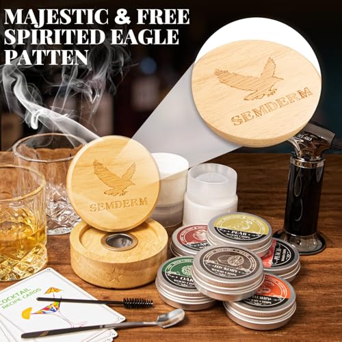 Ultimate Whisky Smoker Kit Old Fashioned Smoker Kit with Torch - 6 Flavor Wood Chips, 2 Glasses, 2 Ice Ball Molds - Cockta...