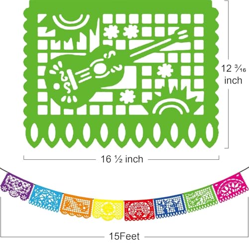 Asoulin 6PCS Mexican Party Decorations, 90FT Plastic Papel Picado Fiesta Party Banners, Dia De Los Muertos, Day of The Dea...