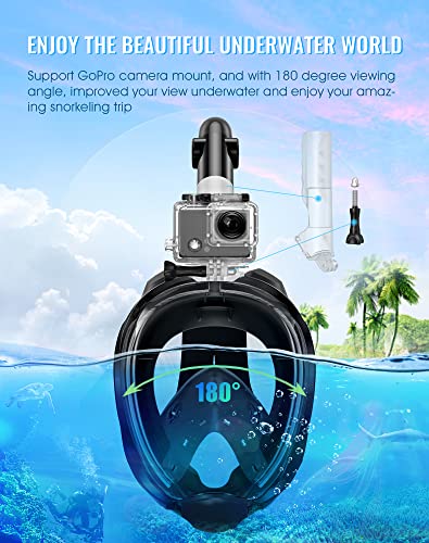 Greatever G2 Full Face Snorkel Mask with Latest Dry Top System,Foldable 180 Degree Panoramic View Snorkeling Mask with Cam...