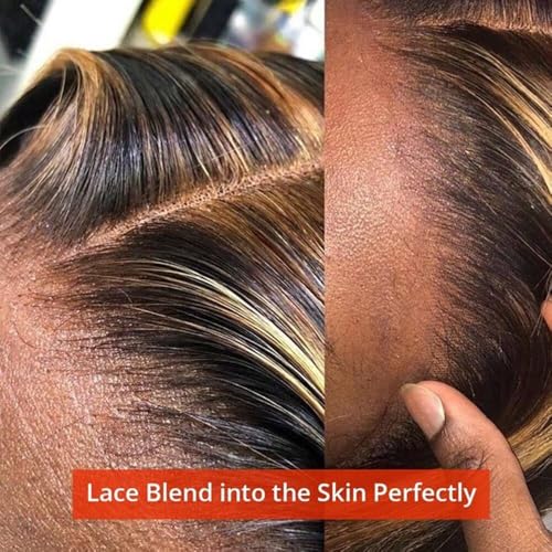 Lemoda 13x6 Highlight Straight Lace Frontal Human Hair Wigs Ombre 4/27 Outlets Sale 200 Density 20Inch 13x6 HD Transparent Lace Front Wigs Pre Plucked