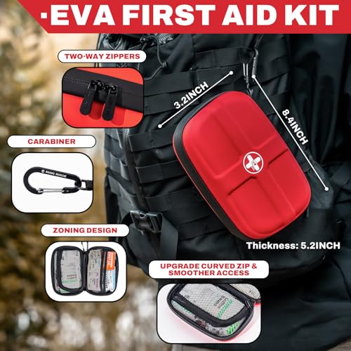 RHINO RESCUE EVA First Aid Kit, Small Waterproof Emergency Hiking First Aid Kit for Backpacking, Medical Kit for Travel, H...