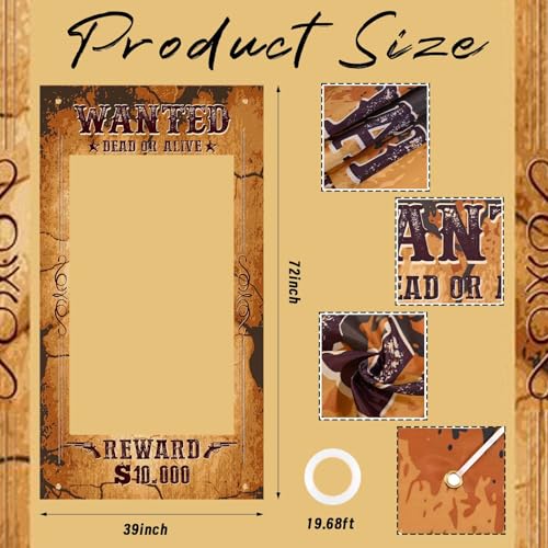 Large Western Wanted Poster Western Cowboy Party Decoration Wanted Photo Booth Frame Wild West Selfie Banner Backdrop for ...