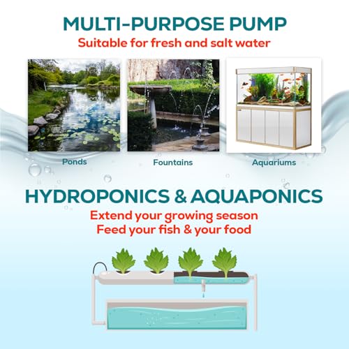 Aqua Dream 66 GPH Submersible Pump(250L/H,2.5W) Ultra Quiet Adjustable Water Pump For Pond,Aquarium,Fish Tank,Fountain,Hyd...
