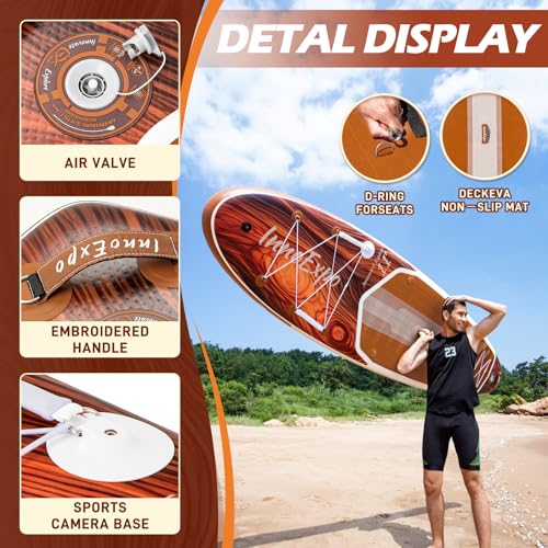 InnoExpo 11' Inflatable Stand Up Paddle Boards with Premium Accessories, Wide Stable SUP Paddle Board Design, Non-Slip Com...