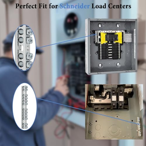 Ground Bar Kit for Square D, 12 Terminal Grounding Bar Compatible with Schneider Electric Load Centers 2 Pack