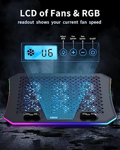 KeiBn Upgraded Gaming Laptop Cooler Pad with 9 Quiet RGB Fans, Cooling Pad for 15.6-17.3 Inch Laptops with 7 Height Stand...