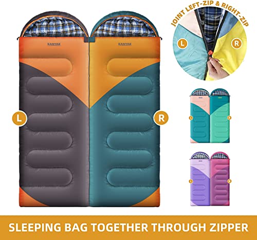 Camping Sleeping Bag, 32℉ Sleeping Bags for Adults Kids Teens Cold Weather Warm Sleeping Bag Winter for 3-4 Season Campin...