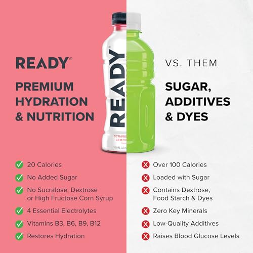 Ready® Sports Drink Light – The Ultimate Low-Calorie Hydration Drink with 4 Different Electrolytes – No Added Sugars – Nat...
