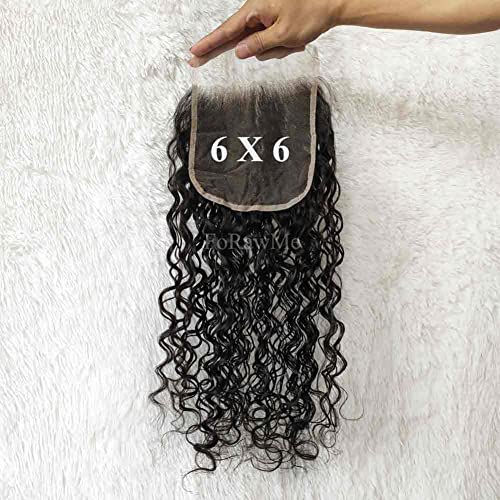 Brazilian Virgin Human Hair Pre Plucked Top Closure 18 Inch 1B 6X6 inch Water Wave Human Hair Transparent Lace Closure With Natural Hairline