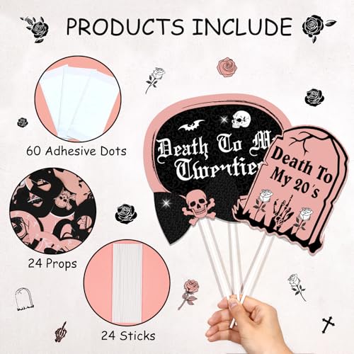 Cheereveal 24Pcs 30th Birthday Photo Booth Props, Rip Twenties Birthday Decorations, Death to My 20s Decorations for 30th ...