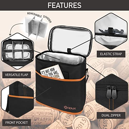 opux 6 Bottle Carrier Tote | Insulated Padded Wine Cooler Bag for Travel. Picnic, BYOB | Portable Leakproof Wine Tote Bag ...