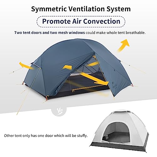 Naturehike Mongar 2 Person 3 Season Camping Tent Ultralight Backpacking Tent for Hiking Cycling