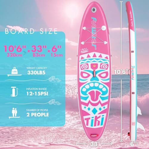 FunWater 8'/10'/10'6"/11'6" Inflatable Stand Up Paddle Board with Premium SUP Paddleboard Accessories, Wide Stable Anti-Sl...