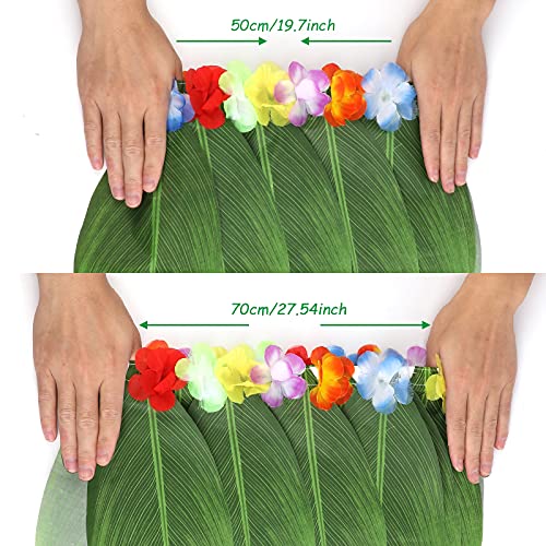 PHOGARY 7 Pack Hawaiian Flower Leaf Hula Skirt Costume Accessory Kit for Hawaii Luau Party