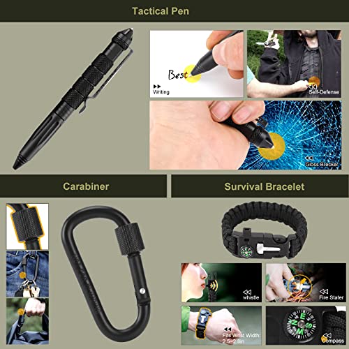 XUANLAN Emergency Survival Kit, Outdoor Survival Gear Tool with Survival Bracelet, Fire Starter, Whistle, Wood Cutter, Wat...