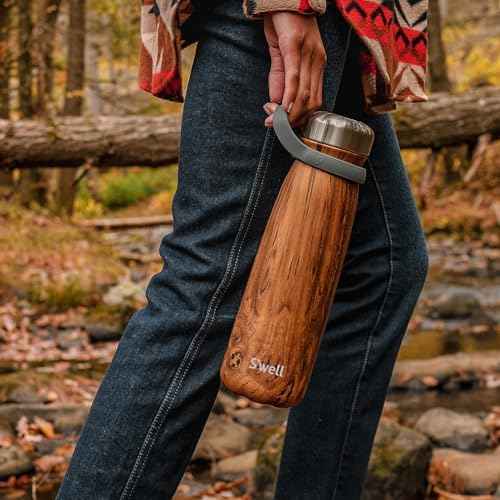 S'well Stainless Steel Traveler With Handle, 40oz, Teakwood, Triple Layered Vacuum Insulated Containers Keeps Drinks Cold for 60 Hours and Hot for 20, BPA Free, Easy Carrying On the Go