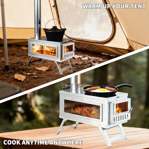 Yesinaly Ultralight Camping Stove Portable Wood Burning Stove for Tent, Camping, Outdoor Cooking, Hunting, Ice Fishing, 1...
