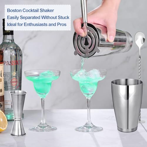 Mwellewm Cocktail Shaker Boston Shaker Set 15 Pcs Professional Bartender Kit Bar Shaker Stainless Steel Drink Shaker Barte...