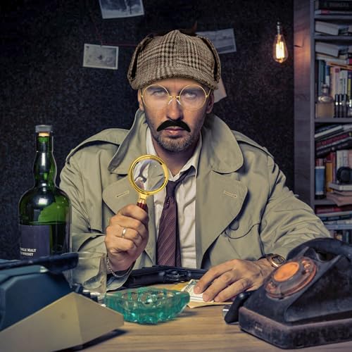 Horolam Detective Costume Accessories Set, Detective Outfit Accessories for Adults Men Women with Detective Hat for Dress Up