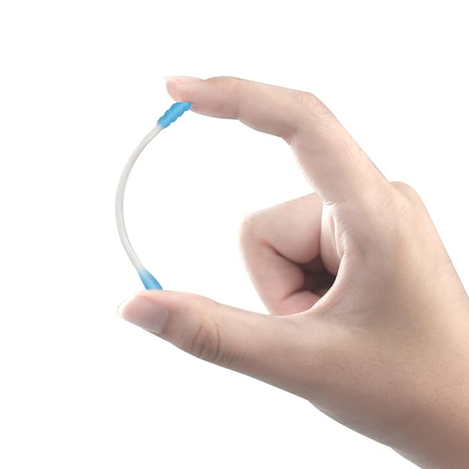 Blue Cotton Swabs Spiral - 600 Count Organic Cotton Buds Double Side Tightly Wrapped Cotton Tips Paper Stick Soft Gentle Lint-Free Cruelty-Free, Round & Spiral (Blue)