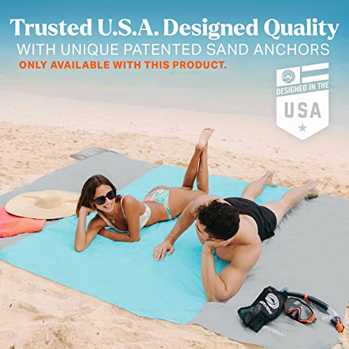 Seaview 180° Beach Blanket Waterproof Sandproof, Extra Large 6"x7" Sand Free Beach Mat for 1-6 Adults, Oversized Outdoor B...