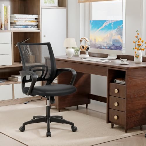 BestOffice | Ergonomic Office Chair | Mid-Back Swivel Desk Chair | Breathable Backrest & Lumbar Support | Adjustable Heigh...