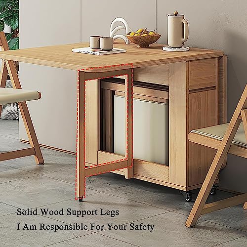 Modern Wooden Foldable Dining Table Set, 55.11cm x 31.4cm x 2cm, Kitchen & Dining Room Set, 4 Chairs, Storage Drawer