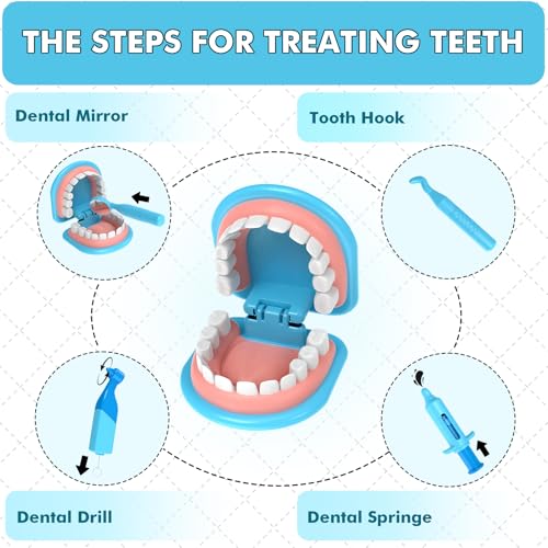 Dentist Play Set for Toddlers 3-5 - Doctor Kit Toy Gifts for 3 4 Year Old Girls, Pretend Play Montessori Toys Teeth and De...