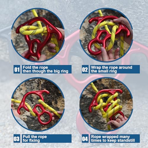 50KN Rescue Figure, 8 Descender Large Bent-Ear Belaying and Rappelling Gear Belay Device Climbing for Rock Climbing Peak R...