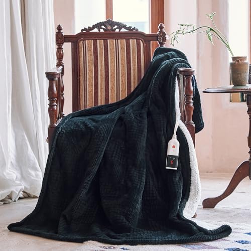 Texciting Heated Blanket Electric Blanket Throw 50''X60''-Heating Blanket with 9 Heat Settings-2-10 Hours Auto Off,ETL Cer...