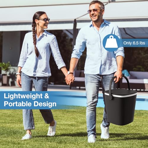 Giantex Outdoor Side Table Cooler - 4 Gallon Portable Beer Wine Ice Bucket with Handle, Lift Top Lid, Bottle Opener, Patio...