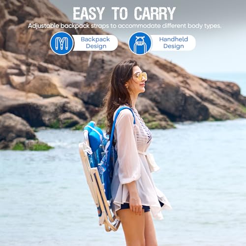 Old Bahama Bay Reclining Beach Chair Backpack 5-Position Lay Flat Lounge Chair for Adults Heavy Duty Portable Folding Ligh...