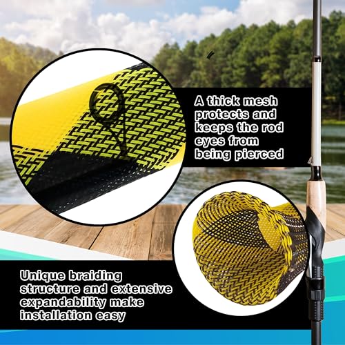 Reaction Tackle Rod Socks - Fishing Pole Sleeves and Covers for Baitcasting and Spinning Rods - Fits up to 7ft and 8ft Rod...