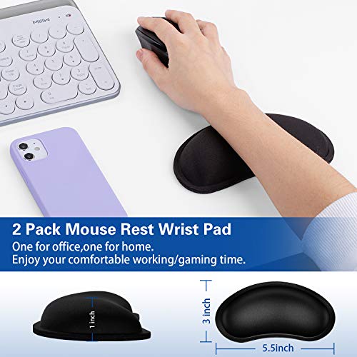 Mouse Wrist Rest, Canjoy 2 Pack Memory Foam Soft Fabric Mouse Wrist Rest Pad Support Cushion with Anti-Skid Rubber Base,Er...