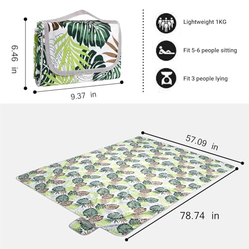 Hi Space Picnic Blankets Extra Large 80''x60'' Picnic Mat Waterproof Foldable Beach Picnic Blanket Washable Park Blanket O...