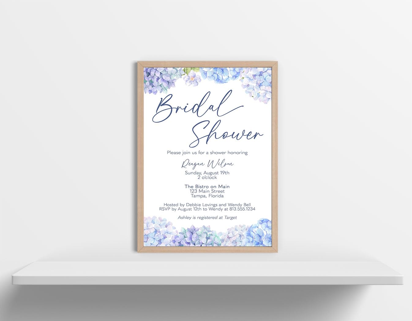 Hydrangea Bridal Shower Invitations Personalized With Envelopes Wedding Floral Invites (12 count)