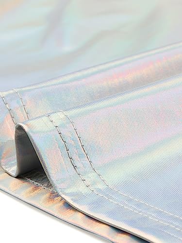 Allegra K Sparkle Dress for Women's Disco Party One Shoulder Sleeveless Holographic Metallic Dresses