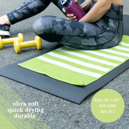 Luzia Striped Workout Towel for Sweat (Pack of 2) - Premium Quality 100% Turkish Cotton - Lightweight and Super Absorbent ...