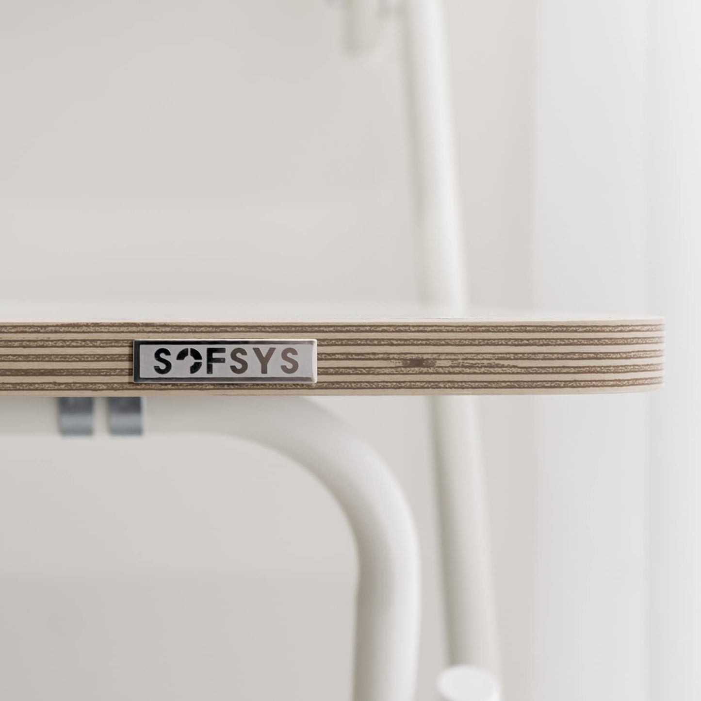 SOFSYS Modern Folding Desk for Small Space, Computer Gaming, Writing, Student and Home Office Organization, Industrial Metal Frame with Premium Desktop Surfaces, White/White