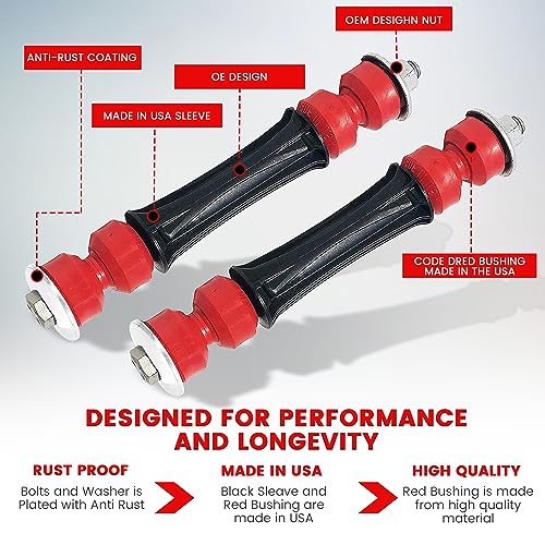 Suspension Dudes 6PC Front Sway Bar Stabilizer Link Kit + CODE RED EXTREME Bracket/Bushing Kit FITS Escalade, Silverado,Ta...