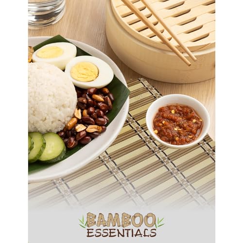 Bamboo Essentials Bamboo Placemats 4 Pack Heat-Resistant, Non-Slip Lightweight & Portable for Dining/Picnics Made for Any ...