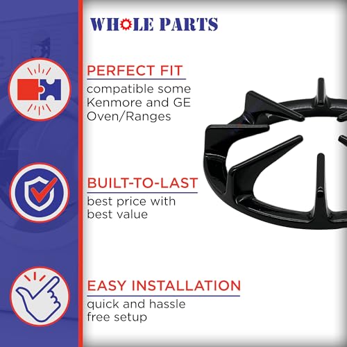 Whole Parts Range Burner Grate Part# WB31T10006- Replacement & Compatible with Some Kenmore and GE Ranges or Ovens