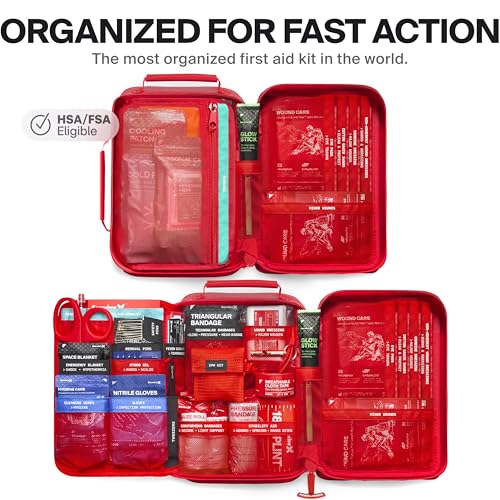 SurviveX Large Waterproof First Aid Kit for Car, Travel & Home - Emergency Kit for Hiking, Camping, Backpacking and Outdoo...