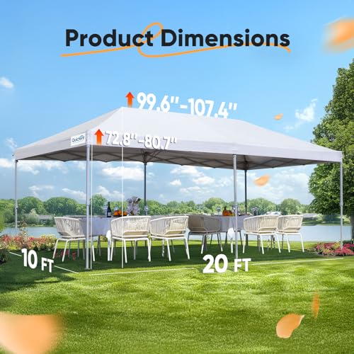 Quictent 10x20 FT Pop up Canopy Tent with Sidewalls, Easy Setup and Wheeled Bag for Outdoor Event Party Commercial Camping...
